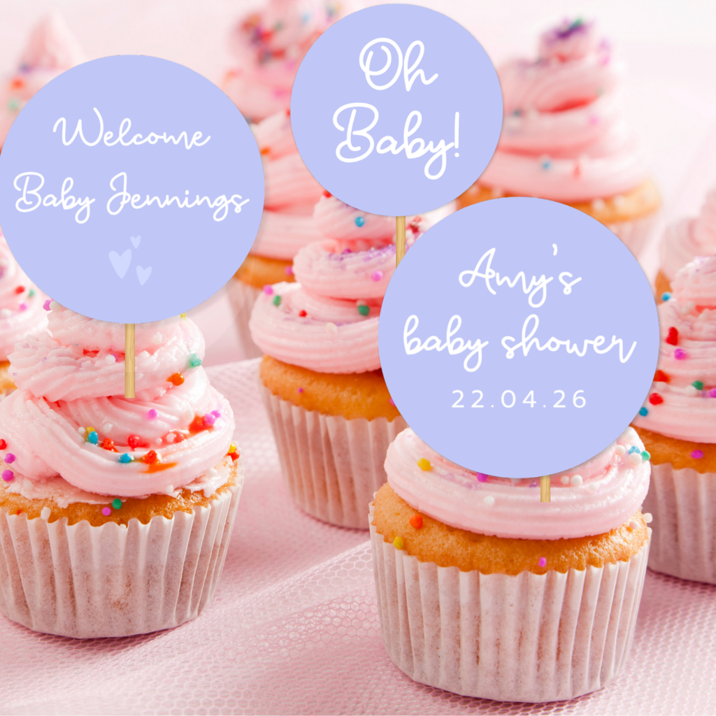 Personalised Baby Shower Cupcake Toppers