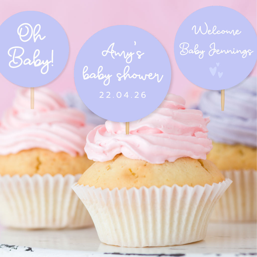 Personalised Baby Shower Cupcake Toppers