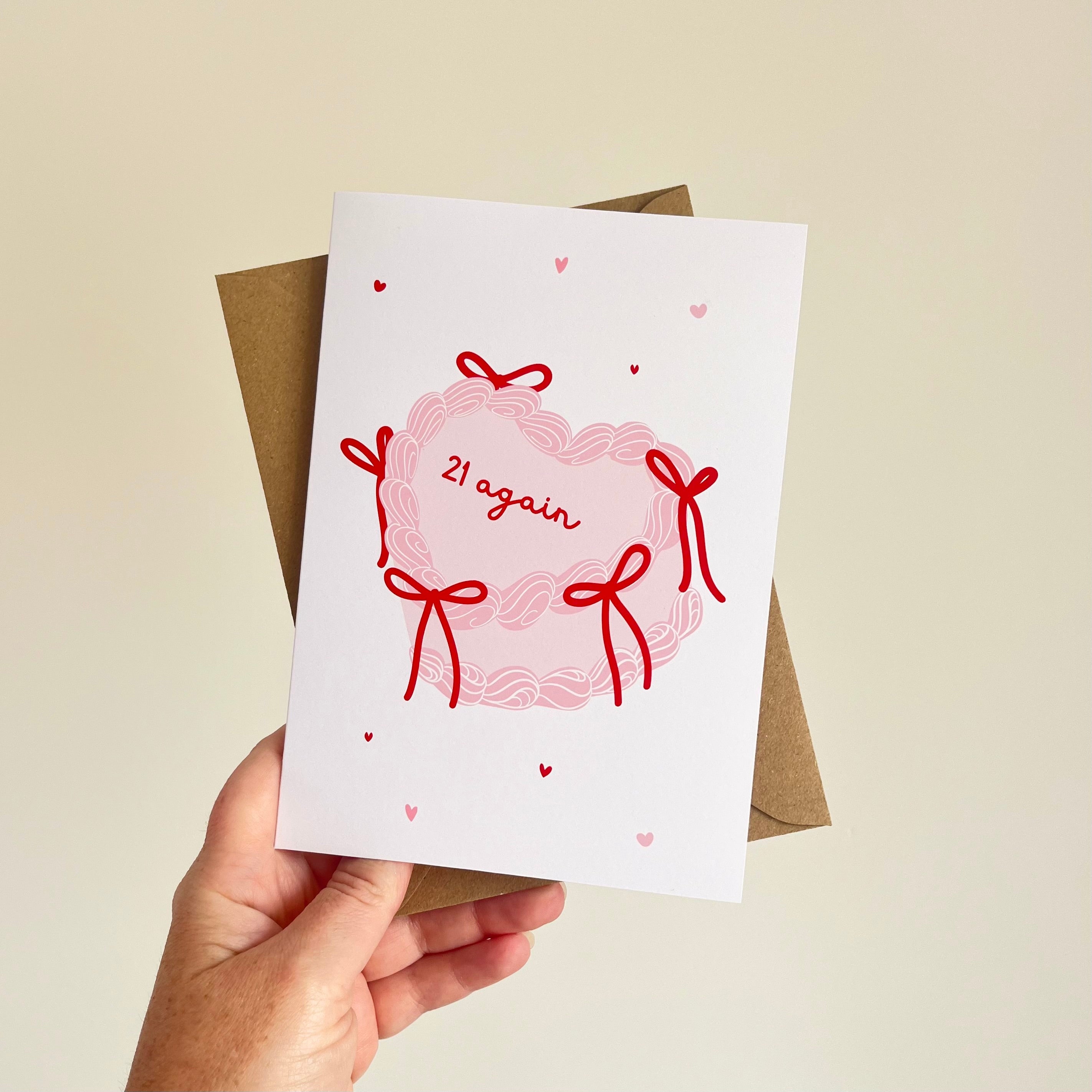 21 Again Cake Card - Birthday Card