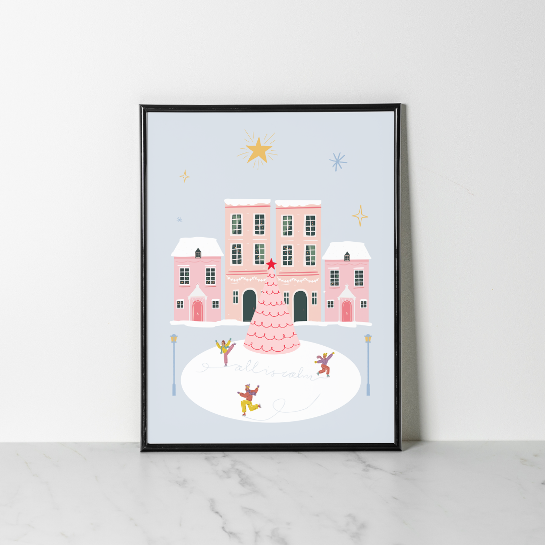 All is Calm Christmas Town - Wall Print