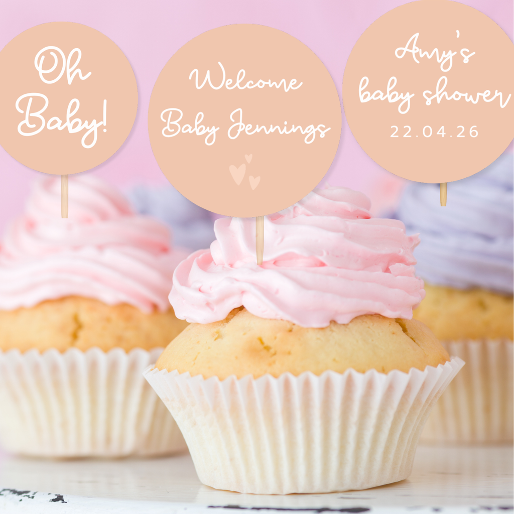 Personalised Baby Shower Cupcake Toppers