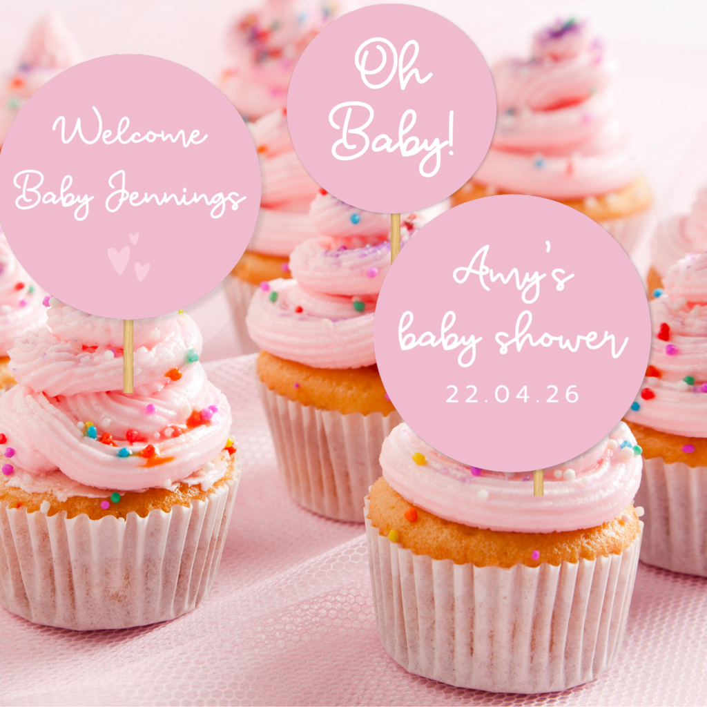 Personalised Baby Shower Cupcake Toppers