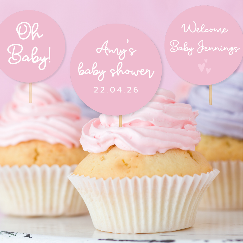 Personalised Baby Shower Cupcake Toppers