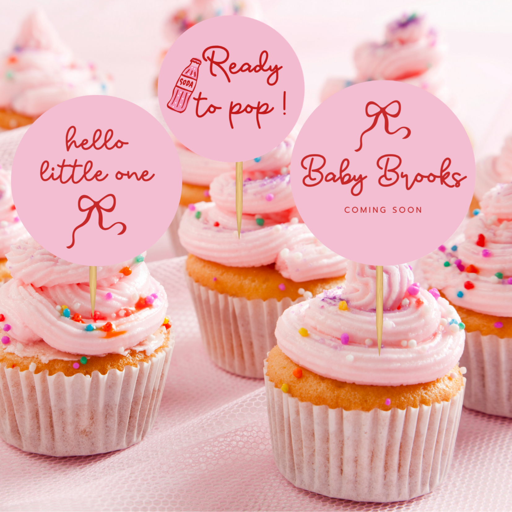 Personalised 'Ready to Pop!' - Baby Shower Cupcake Toppers