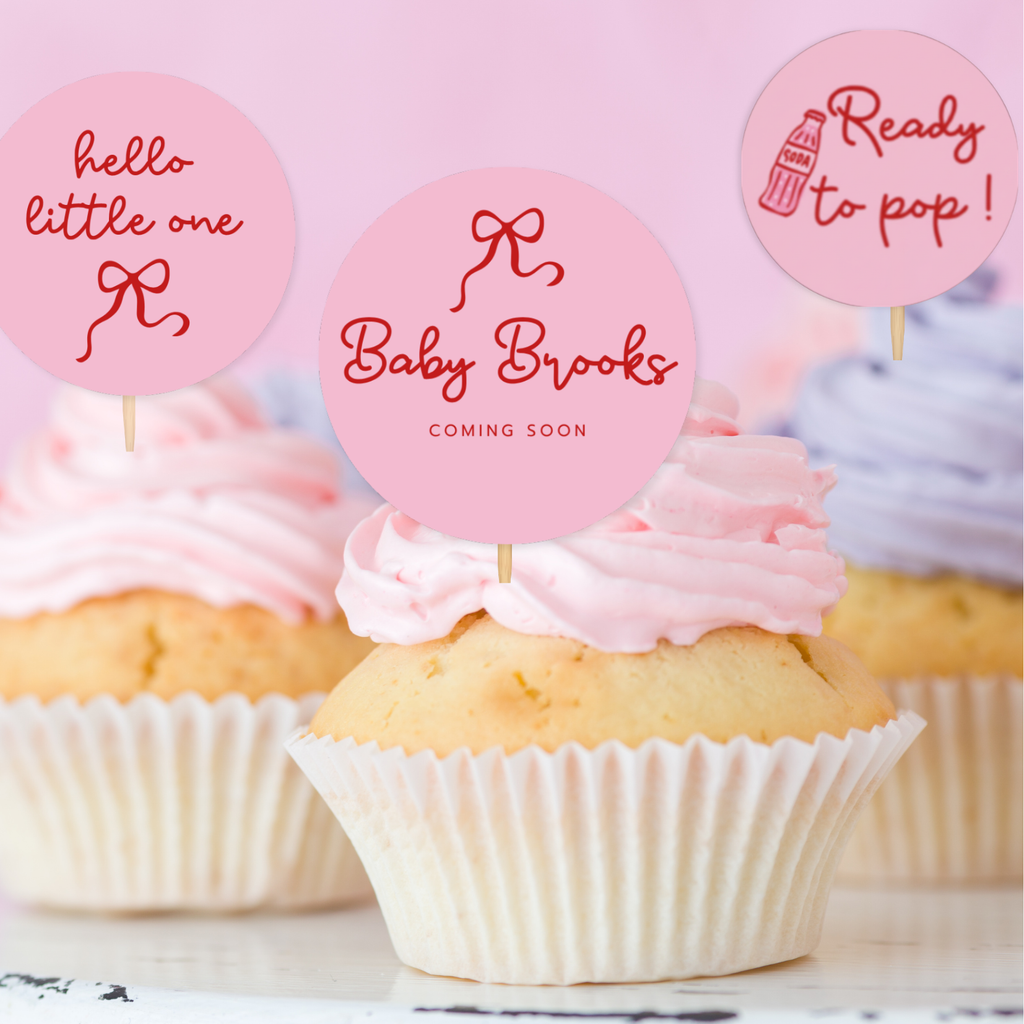 Personalised 'Ready to Pop!' - Baby Shower Cupcake Toppers