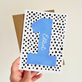 Personalised 1st Birthday Card Baby Boy - Custom Name First Keepsake