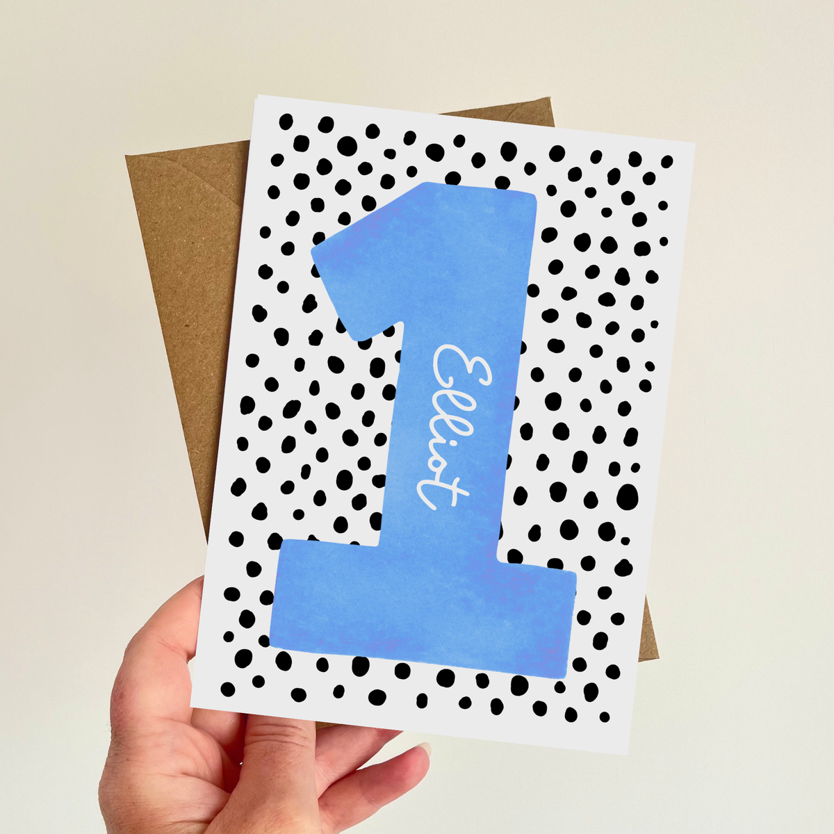 Personalised 1st Birthday Card Baby Boy - Custom Name First Keepsake