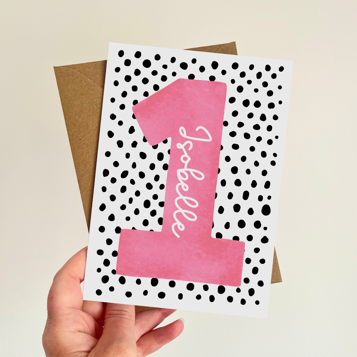 Personalised 1st Birthday Card Baby Girl - Custom Name First Keepsake